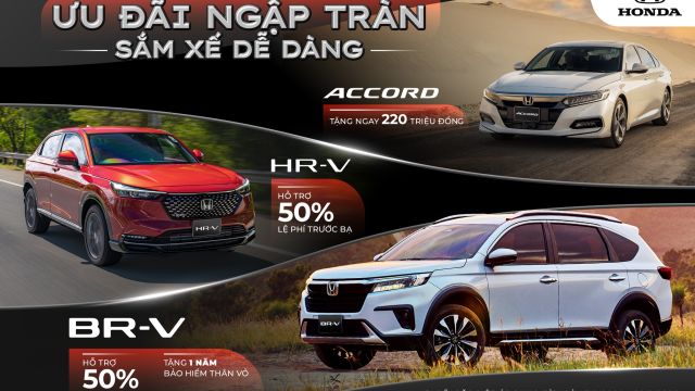 Chương trình khuyến mại tháng 9 dành cho các dòng xe nhập khẩu Honda BR-V, Honda HR-V và Honda Accord
