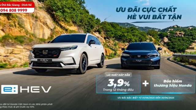 Ưu đãi khủng áp dụng cho các mẫu xe Honda e:HEV tháng 6/2025