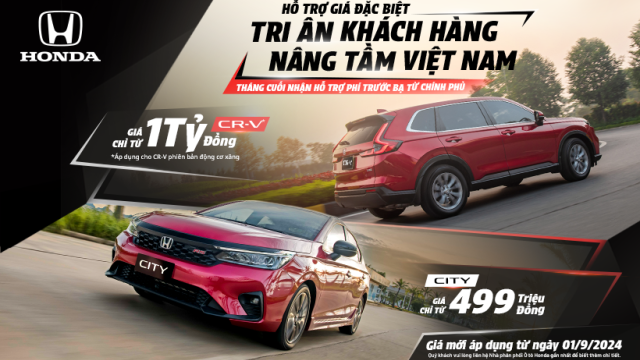 Honda Việt Nam công bố giá bán mới cho các dòng xe Honda City và Honda CRV