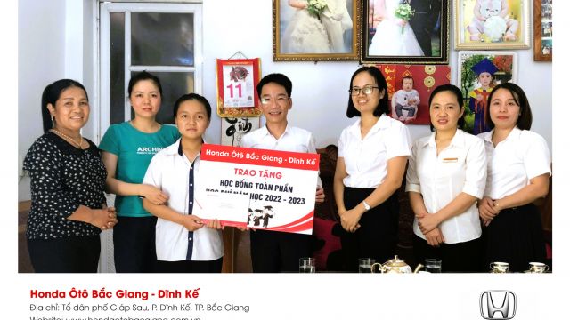 Honda Ôtô Bắc Giang - Dĩnh Kế trao học bổng khuyến học năm học 2022 - 2023 cho con em CBNV!
