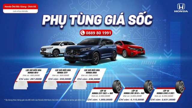 PHỤ TÙNG GIÁ SỐC | Chương trình khuyến mại dịch vụ Honda Ôtô Bắc Giang