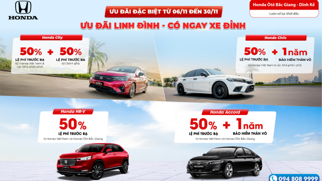 “Ưu đãi linh đình - có ngay xe đỉnh” | KHUYẾN MẠI THÁNG 11 | Honda Ô tô Bắc Giang
