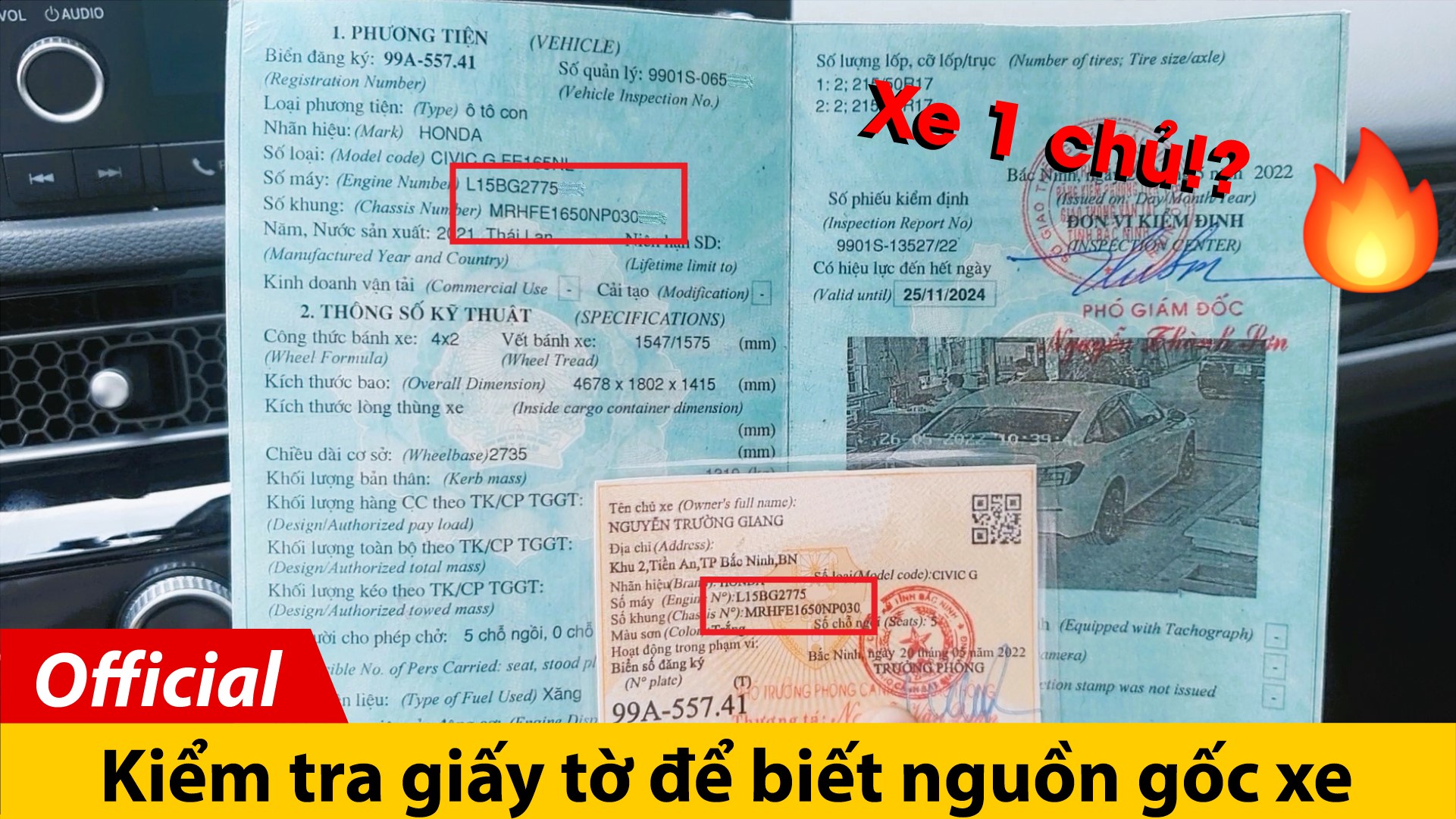 Cách kiểm tra giấy tờ để biết nguồn gốc xe, có phải 1 chủ từ đầu!?